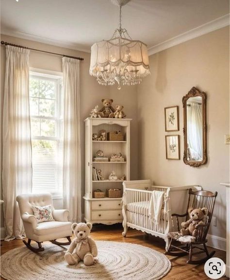 Vintage Nursery Ideas Neutral, Old Money Nursery, Vintage Nursery Ideas, Vintage Baby Room, Vintage Baby Rooms, Luxury Baby Nursery, Timeless Nursery, Victorian Nursery, Architectural Render