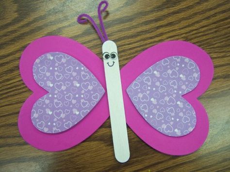 butterfly craft Storytime Crafts, Valentines Surprise, Easy Valentine Crafts, Valentines Day Crafts, Preschool Valentines, Heart Butterfly, Valentine Crafts For Kids, Preschool Arts And Crafts, Valentine Projects