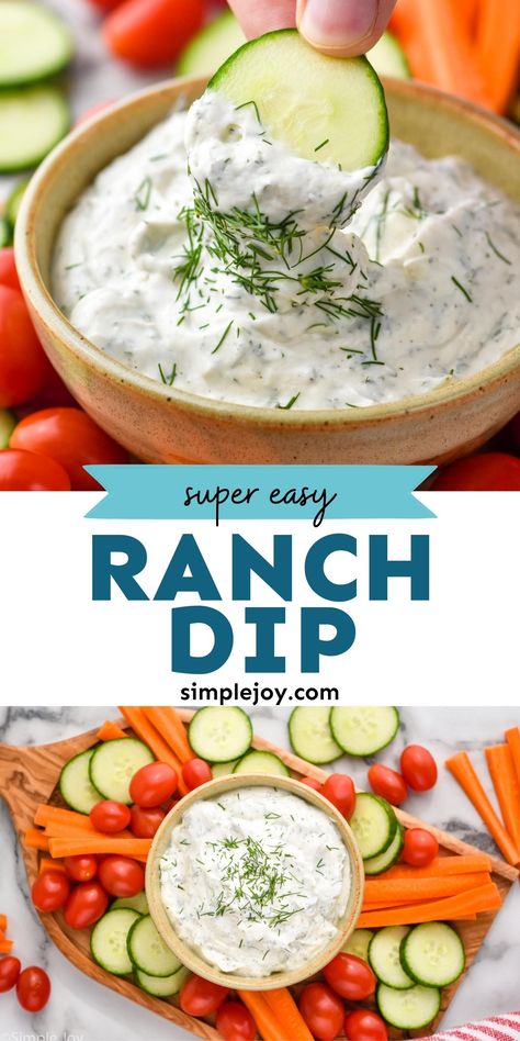 Ranch Dip is a really simple recipe, with most of the ingredients already in your pantry and refrigerator. You will love how delicious this dip is; the perfect snack with some vegetables. Ranch Chip Dip Recipes, Dip For Vegetables Homemade, Veggie Dips Recipes, Vegetable Dips Recipes Easy, Ranch Dip Recipe Sour Cream, Ranch Dip For Veggies, Ranch Dip Recipe Hidden Valley, Ranch Veggie Dip Recipe, Ranch Dressing Dip Recipes