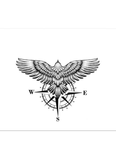 Eagle With Compass Tattoo Designs, Eagle Tattoos Design, Egal Tattoo For Men, Egal Tattoo Design Hand, Eagle Tattoo Design On Hand, Eagle And Compass Tattoo, Eagle Compass Tattoo, Eagle Band Tattoo, Eagle Tattoo Design Men