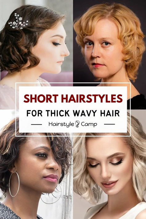 Short Hairstyles for Thick Wavy Hair Short Layers For Thick Wavy Hair, Short Hair For Wavy Thick Hair, Wash And Go Short Haircuts, Short Hair Thick Wavy, Short Hairstyles For Thick Wavy Hair, Cuts For Thick Wavy Hair, Short Haircuts For Thick Wavy Hair, Hair Styles For Thick Wavy Hair, Hairstyles For Short Thick Hair