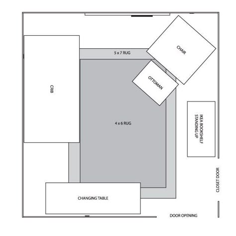 Crib Rug Placement, Rugs For Baby Nursery, How To Set Up A Nursery In A Small Room, Rug Sizes For Nursery, Nursery Placement Layout, Nursery Rug Layout, Rug Size For Nursery, 10 X 10 Nursery Layout, Rug Placement In Nursery