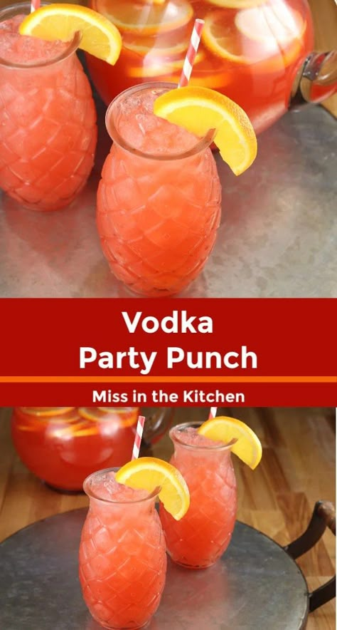 Best Drinks With Vodka, Raspberry Absolute Vodka Drinks, Simple Alcoholic Drinks For A Party, Pool Drinks Alcohol Pitcher, Mixed Drinks Alcoholic Large Batch, Alcohol Fruit Punch, Vodka Batch Drinks, Mexican Party Punch, Large Mixed Drink Recipe