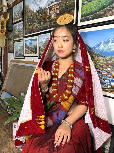 Culture Day Poster, Limbu Dress, Nepal Dress, Nepali Clothing, Nepali Traditional Dress, Limbu Culture, Nepali Aesthetic, Nepali Dress, Nepali Traditional