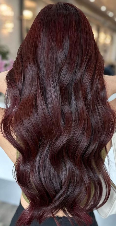 Best Colour For Black Hair, Auburn Hair On Black Hair, Hair Colour For Dark Brown Hair, Light Brown Cherry Hair Color, Black Cherry Brown Hair, Dark Brown With Cherry Highlights, Cherry Brown Balayage On Black Hair, Long Hair Colour Ideas Color Trends, Hair Colour Ideas Dark Brown