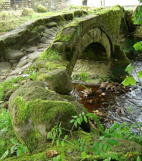 Pack horse bridge by Jaxpix50 "The most photographed bridge in this part of Lancashire. it is the bridge crossing Wycoller Beck and was the route the pack-horses took on their way from Yorkshire to Lancashire and back. The bridge is over 800 years old." Old Bridges, Medieval Village, Arch Bridge, Stone Bridge, Viria, Ireland Scotland, Old Stone, Maple Leafs, Alam Yang Indah