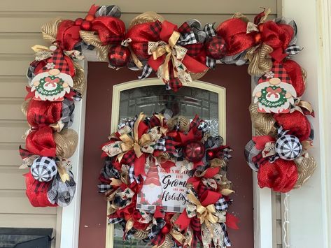 Pre Lit Christmas Garland, Buffalo Plaid Christmas Garland for Mantle