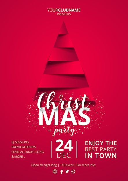 Free vector elegant christmas poster tem... | Free Vector #Freepik #freevector #party-invitation-card #christmas-invitation-card #festival-flyer #music-party-poster Christmas Eve Poster, Christmas Advertising Design, New Year Poster Design, Event Poster Design Inspiration, Xmas Poster, Party Design Poster, Christmas Tree Poster, Christmas Poster Design, Christmas Party Poster