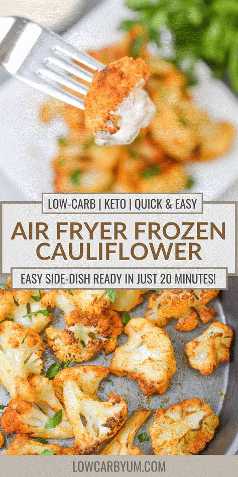 Air Fryer Frozen Cauliflower Recipes, Air Fryer Cauliflower Recipes, Cauliflower In Air Fryer, Air Fried Vegetable Recipes, Frozen Cauliflower Recipes, Air Fryer Recipes Cauliflower, Frozen Vegetable Recipes, Air Fryer Cauliflower, Air Fryer Keto