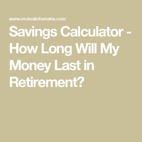 Savings Calculator - How Long Will My Money Last in Retirement? Retirement Calculator, Savings Calculator, Budget Money, 401k, Photo Organization, Saving For Retirement, Early Retirement, Retirement Planning, My Money