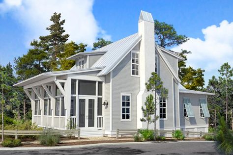 Plan 443-20 - Houseplans.com Cottages Exterior, Beach Cottages House Plans, Beach Style House, Beach Style House Plans, Beach House Floor Plans, Beach House Plan, Craftsman Cottage, Coastal House Plans, Cottage Floor Plans