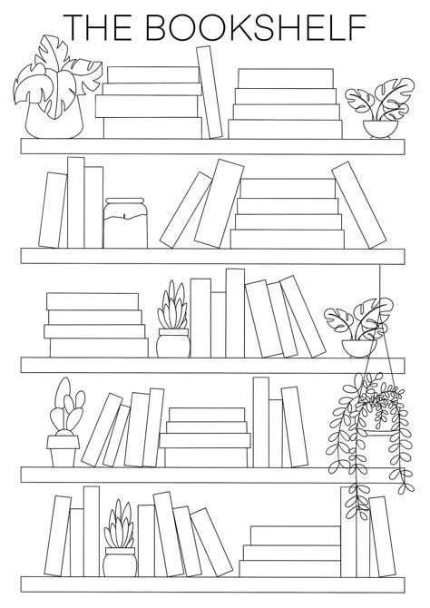 Tbr Bookshelf Template, Bookshelves Template, To Be Read Template, Blank Bookshelf Template, Book Journal Bookshelf, Reading Journal Bookshelf, Books Read Tracker, Bookshelf Template, Book Journal Template