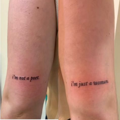 not mine, creds to the owner <3 I’m Not A Poet I’m Just A Woman Tattoo, Don’t Be A Stranger Tattoo, Not A Lot Just Forever Tattoo, Book Tattoo Aesthetic, Little Women Tattoo Ideas, Empowerment Tattoos For Women, Girlhood Tattoo, Film Tattoo Ideas, Poet Tattoo