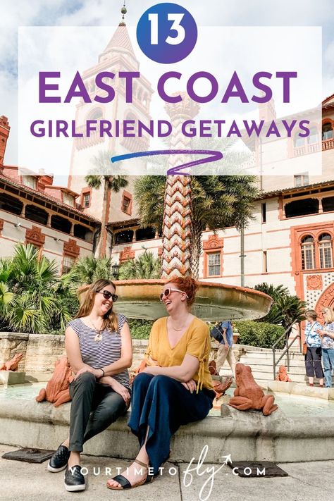 East Coast girls' weekend getaway destination ideas for your next girl's trip. Best Long Weekend Getaways, Girls Trip Places, Mother Daughter Weekend Getaway Ideas, Girls Trips In The Us, Best Girls Trip Destinations In The Us, Weekend Girls Trip Ideas, Girls Trips Ideas, Girls Trip Locations, Ladies Weekend Ideas