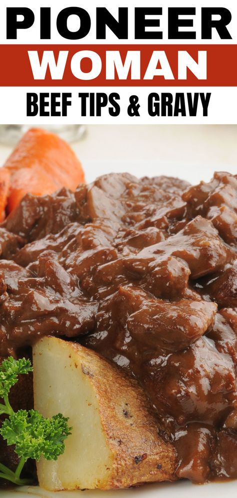 Pioneer Woman Beef Tips & Gravy Recipe Beef Tips And Gravy Recipe, Beef Tips Gravy, Easy Homemade Snacks, Gravy Packet, Beef Tips And Gravy, Dinner Ideas Recipes, Cozy Dinners, Beef Gravy, Beef Tips