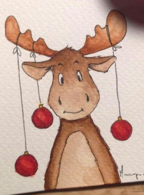 Painted Christmas Cards, Christmas Doodles, Christmas Card Art, 카드 디자인, Watercolor Christmas Cards, Navidad Diy, Happy Paintings, Diy Christmas Cards, Watercolor Christmas