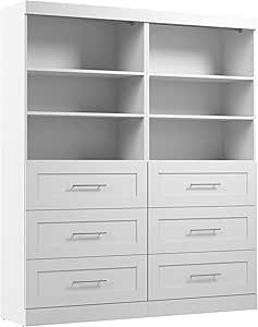 Bestar Pur Wardrobe Organizer with Drawers, 72-inch in White for Walk-in Closet, Bedroom, Laundry Room, Mudroom, or Entryway Bestar Closet, Clothes Storage Solutions, Primary Closet, Organiser Son Dressing, Ikea Desk Hack, Store Towels, Closet Organizer With Drawers, Wardrobe Organizer, Bedroom Laundry Room