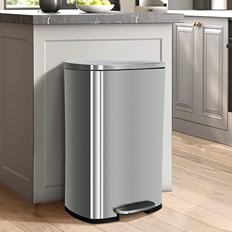 13 Gallon Trash Can, Kitchen Garbage Can, Dog Proof Trash Can, Stainless Steel Trash Can, Trash Disposal, Kitchen Garbage, Kitchen Trash Can, Trash Can With Lid, Stainless Kitchen