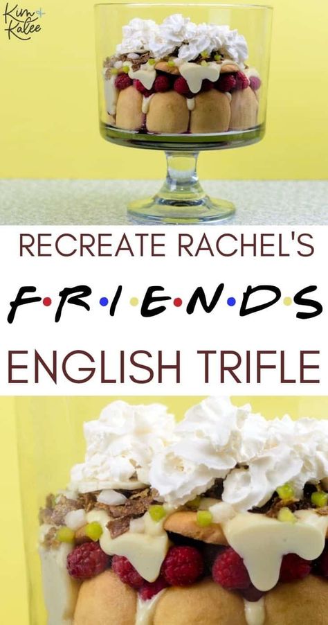 Rachels Trifle, English Trifle Recipe, Friends Recipe, English Trifle, Meals Without Meat, Friends Rachel, Themed Recipes, Thanksgiving Friendsgiving, Friends Thanksgiving