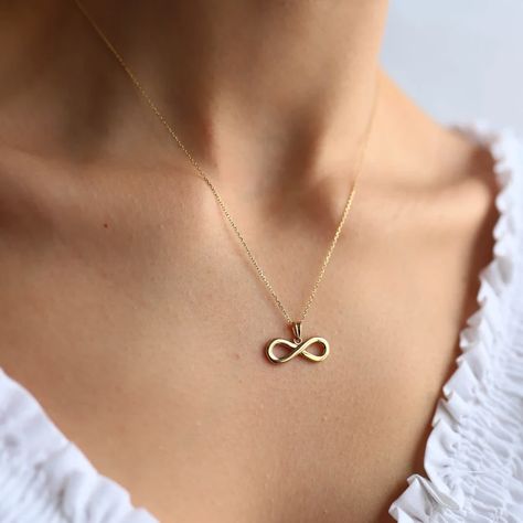 Infinity Love Symbol 14K Solid Gold Necklace Charm Chain | Etsy India Friendship Best Friends, Stackable Necklaces, Necklace Friendship, Gold Pendent, Love Symbol, Pretty Jewelry Necklaces, Beautiful Gold Necklaces, Infinity Pendant, Wedding Promises