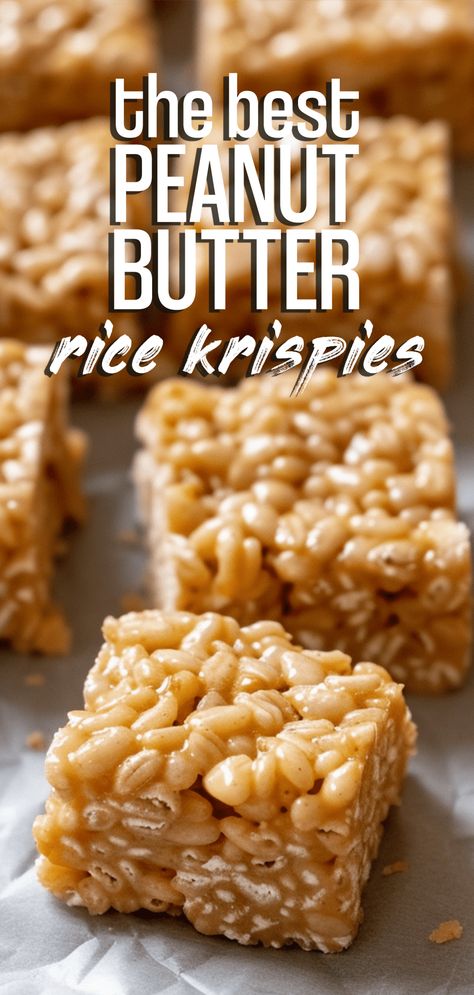 Peanut Butter Rice Krispies [15 Minutes] – Chasety Peanut Butter Energy Bars, Wic Recipes, Peanut Butter Rice Crispy, Peanut Butter Rice Crispy Treats, Krolls Korner, Peanut Butter Rice Crispies, Squares Recipes, Krispy Treats Recipe, Crispy Treats Recipe