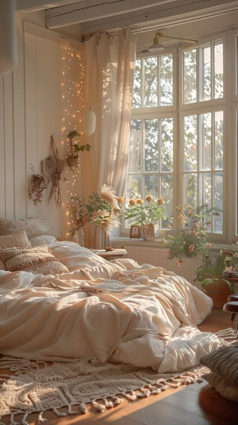 Light And Airy Room Aesthetic, Natural Light Bedroom, Light Cottagecore, Spring Room, Cream Room, Cozy Romantic, Dream Bedroom Inspiration, Room Makeovers, Woman Bedroom