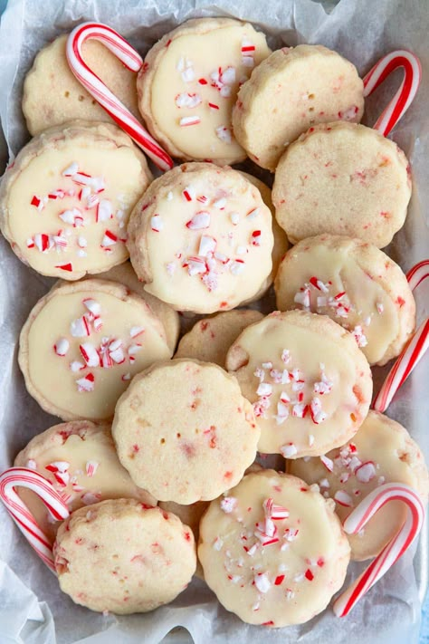 Peppermint Shortbread Cookies Christmas Cookies Recipes Chocolate Peppermint, Christmas Cookies Half Baked Harvest, Peppermint Gluten Free Cookies, Christmas Swig Cookies, Cookie Recipes Peppermint, Candy Cane Whipped Shortbread, Shortbread Peppermint Cookies, Christmas Tin Recipes, Sugar Cookies With Peppermint