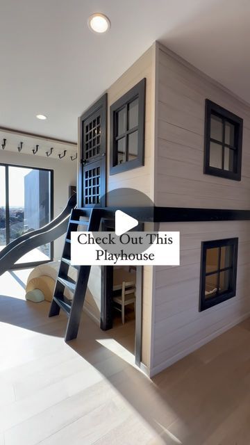 Split Rock Custom Homes | Utah on Instagram: "Let’s take a tour of this custom playhouse…. What do you think?  Custom Builder @splitrockcustomhomes  Architect @urbandesignutah  Design @julia.hugahome  #togethercustom . . . #PlayhouseFun #CustomPlayhouse #KidZone #PlayhouseDesign #OutdoorPlay #CreativePlay #PlayhouseAdventure #CustomBuild #PlayhouseDreams #PlaytimeJoy #DIYPlayhouse #BackyardPlay #ImaginationStation #PlayhouseLife #kidapproveddesigns #splitrockcustomhomes" Playhouse Built In Wall, Built In Play House Indoor, Playroom With Playhouse, Diy Play House Indoor, Covered Play Area, Built In Playhouse, Built In Playhouse Indoor, Inside Playhouse Ideas, Playroom Built Ins