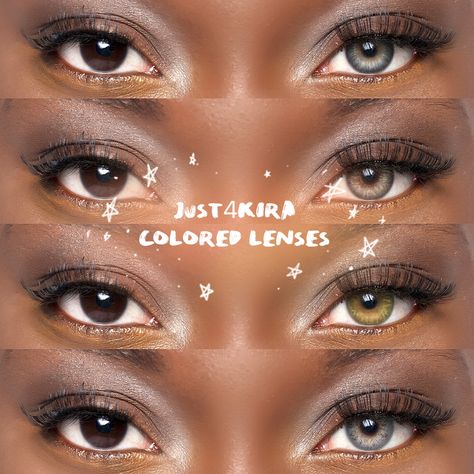 💦Pick one color or all 4 of them!!😍✨All these lenses are available⁠ on just4kira right now!!!⁠ #just4kira #just4kiracontactlens #coloredcontacts #coloredlenses #makeupeyes #softlens #naturallens #greylens #fyp #insgood #stuningeyecon #contactsforblackskin #eyewear Contact Lenses Colored For Dark Skin, Eye Contact Aesthetic, Eyes Aesthetics, Contact Lenses For Brown Eyes, Eye Lens Colour, Colored Eye Contacts, Eye Contacts, Eye Contact Lenses, Soft Lens