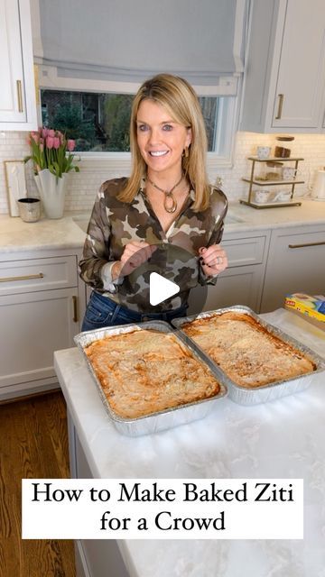 Jamie Tarence | Family Savvy | Food/Lifestyle Blog on Instagram: "One of the most popular questions I’m asked is: What is a dish that is easy to serve to a crowd?😂I ALWAYS share my Baked Ziti. It couldn’t be any easier AND it can be made ahead of time & frozen! . One of my biggest entertaining tips is that you MUST find dishes that you can make ahead of time. That way, all you have to do is take it out of the freezer & heat it the day of. It’s THAT simple!🙌🏻 . Comment “RECIPE” and I’ll send you the link to the full step-by-step recipe on my blog!😘Happy baking, friends! . . #easyrecipes #easyrecipe #recipeblog #recipeblogger #recipeoftheday #partyfood #entertainingtips #hostingtips #cookingforacrowd #makeahead" Meals For A Large Group Feeding A Crowd, Easy Baked Ziti For A Crowd, Big Batch Dinners For A Crowd, Best Italian Dishes For A Crowd, Italian Make Ahead Recipes, Baked Pasta For A Crowd Parties, Large Group Food Ideas Feeding A Crowd, Sharing Dishes Dinner Party, Easy Meals To Serve A Crowd