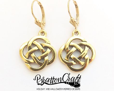 Gold Celtic Knot Earrings - Celtic Earrings - Irish Earrings - Scottish Earrings - Gold Celtic Jewelry Irish Earrings, Celtic Knot Jewelry, Celtic Knot Earrings, Celtic Earrings, Irish Jewelry, Handmade Gifts For Her, Yellow Gold Jewelry, Knot Earrings, Celtic Jewelry