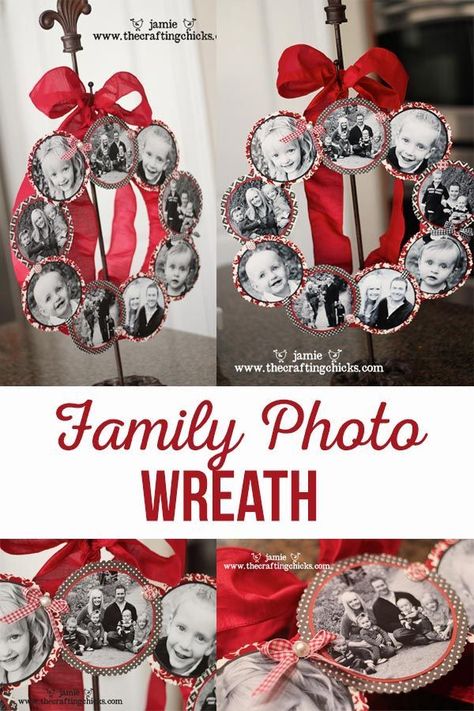 Show your loved ones you really care with this beautiful Family Photo Wreath. This photo wreath is a great gift idea for Christmas or Valentine's Day. A gift they will treasure for years.  #photogifts #giftideas #photowreath Picture Wreath, Photo Wreath, Photo Crafts, Cute Scrapbooks, Christmas Crafts For Adults, Gifts Photography, Idea For Christmas, Christmas Crafts For Gifts, Cadeau Photo