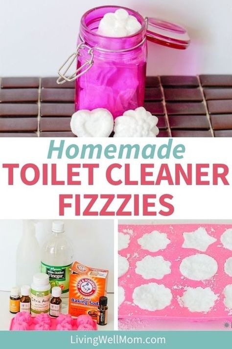 These cute, homemade toilet bomb fizzies are simple to make with this no-chemicals recipe and will leave your toilet bowl smelling fresh and looking clean. So fun and easy to use, even your kids can do it! Kitchen Cabinet Cleaning, Toilet Bowl Cleaner Diy, Homemade Toilet Bowl Cleaner, Natural Toilet Cleaner, Cleansing Recipes, Cleaning Carpets, Homemade Toilet Cleaner, Clean Skin Care, Clean Rooms