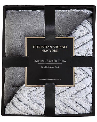 Rue La La — Christian Siriano Luxury Faux Fur Throw with Gift Box Blanket Packaging, Bedding Packaging, Linen Packaging, Towel Packaging, Grey Faux Fur Throw, Oversized Throw Blanket, Faux Fur Throw Blanket, Luxury Throws, Fur Throw Blanket