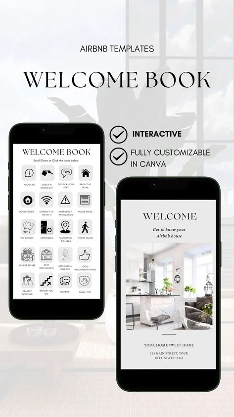 Modern Digital Welcome Book Airbnb Canva Digital Welcome Guide Template for Cottage Cabin, Beach House Manual Vrbo, Vacation Rental Canva - Etsy UK Guidebook Template, Emergency House, Loft Hotel, Airbnb Tips, Airbnb Welcome Book Template, Canva Etsy, Airbnb Welcome Book, City Loft, Airbnb House