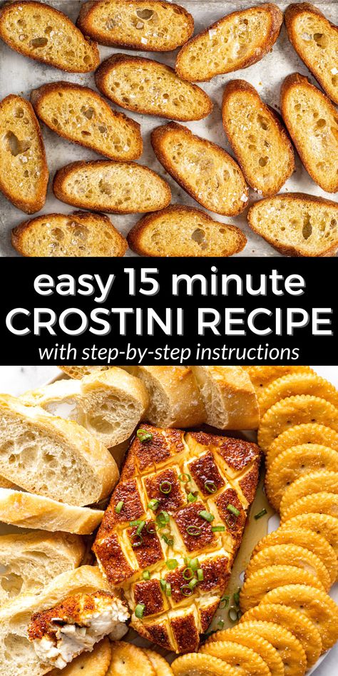 Homemade Crostini, Crostini Bar, Baguette Appetizer, Wisconsin Beer Cheese Soup, Easy Crostini, Crostini Toppings, Beer Cheese Soup, Crostini Recipe, Crostini Appetizers