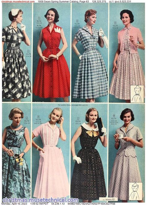 50s Catalog, 1950s Aesthetic Fashion, 1958 Fashion, 1950s Lifestyle, 1950 Outfits, Qveen Herby, 1950s Fashion Women, Black Nightgown, 50s Outfits