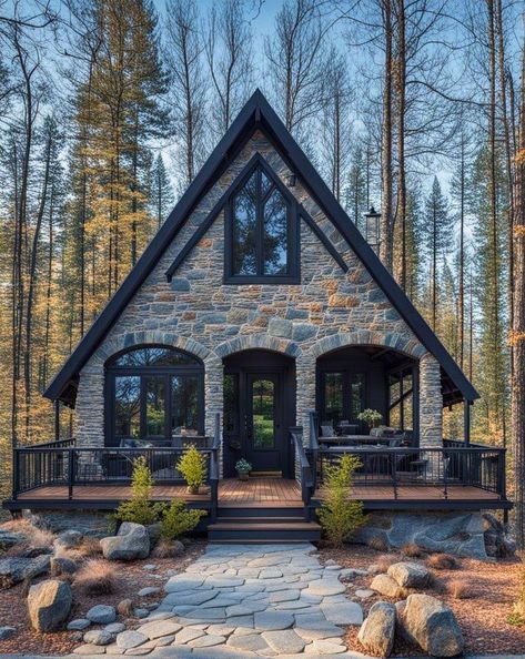 Stone Cabin, A Frame House Plans, Gorgeous Houses, Dream Cottage, A Frame Cabin, A Frame House, Tiny House Cabin, Cabins And Cottages, Cottage House Plans