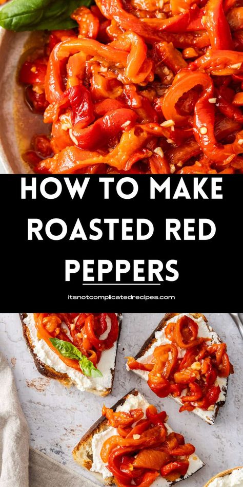 Artichoke And Roasted Red Pepper Recipes, Roasted Red Pepper Air Fryer, Marinated Roasted Red Peppers, Recipes With Fire Roasted Red Peppers, Italian Roasted Red Peppers, Marinated Red Peppers, Canning Red Peppers, Roasted Red Peppers In Air Fryer, How To Roast Red Peppers