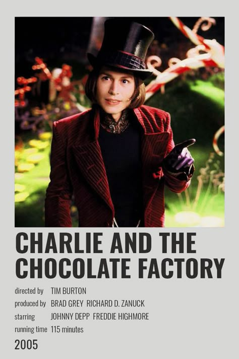 Willy Wonka Movie, Charlie Chocolate Factory, Polaroid Movie Poster, John Depp, Johnny Depp Movies, Most Paused Movie Scenes, Iconic Poster, Iconic Movie Posters, Tim Burton Films