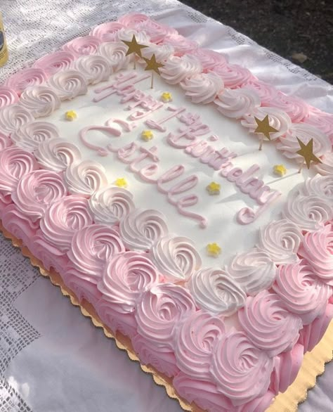 Pink 1st birthday cake Square Birthday Cake, Baby Shower Sheet Cakes, Pastel Rectangular, Sheet Cake Designs, Rectangle Cake, Birthday Sheet Cakes, Baby Shower Cakes Girl, Pink Birthday Cakes