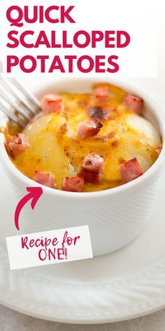 Single Serve Potato Soup, Small Breakfast Recipes, Easy Recipes For 1 Person, Food Recipes For Two, Scalloped Potatoes For One, Single Serve Dinner Recipes, Quick Scalloped Potatoes, Scalloped Potatoes For Two, Recipes For 1 Person