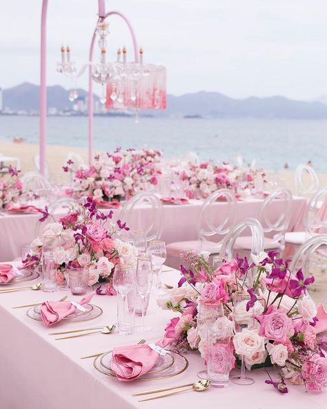 Pink Tablescape, Pink And Gold Wedding, Wedding Decor Style, Wedding Decor Inspiration, Luxury Event, Wedding Mood Board, By The Beach, Ocean Views, Wedding Mood