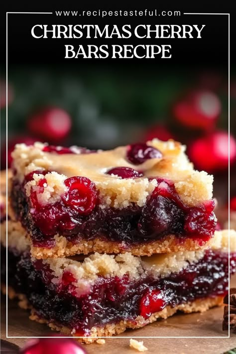 Delightfully sweet and festive, these Christmas Cherry Bars are made with a buttery dough and topped with cherry pie filling, finished with a smooth almond glaze. Perfect for holiday gatherings or as a delicious treat any time of the year! Cherry Dessert Bars, Cherry Bars Recipe, Cherry Pie Bars Recipe, Main Meat Dishes, Almond Glaze, Cherry Pie Bars, Cherry Glaze, Almond Desserts, Easy Christmas Recipes