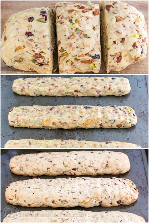 Jeweled Biscotti Recipe - THIS is the perfect holiday (or everyday!) cookie @natashaskitchen Holiday Biscotti, Best Biscotti Recipe, Christmas Biscotti, Easy Biscotti Recipe, Italian Biscotti, Almond Biscotti Recipe, Maltese Recipes, Italian Cookie Recipes, Making Bread