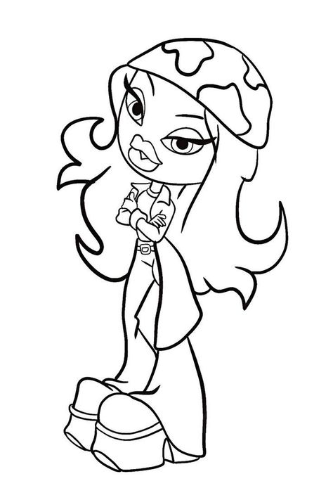 Blank Coloring Pages For Grown Ups, Bratz Drawing Outline, Baddie Aesthetic Drawing, Brats Coloring Page, Baddie Coloring Pages Easy, Baddie Coloring Pages Printable, 2000s Coloring Pages, Y2k Coloring Pages People, Aesthetic Coloring Pages For Teens