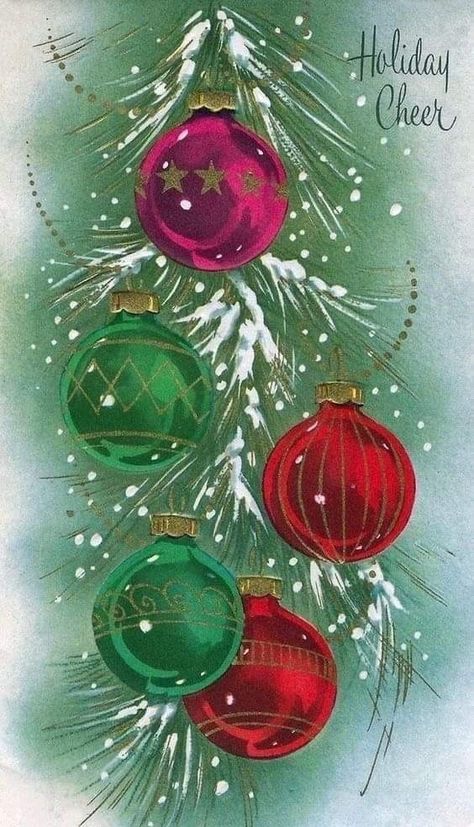 Vintage Christmas Images 1950s, Vintage Christmas Cards 1950s, Antique Christmas Cards, Retro Christmas Cards, 60s Design, Ornament Hanger, Christmas Scenery, Vintage Christmas Images, Merry Christmas Vintage