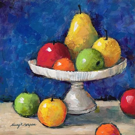 Art Fruit Painting, Still Life Painting Acrylic Fine Art, Painting Fruit Acrylic, Bowl Of Fruit Painting, Food Painting Acrylic, Fruit Basket Drawing, Fruit Still Life Painting, Fruits Painting, Fruit Drawing