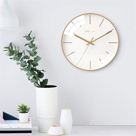 Clock And Mirror Wall Decor, Wall Clock For Living Room, Clock Home Decor, Clock In Living Room Decor, Modern Wall Clocks, Room Clock, Gold Wall Clock Living Room, Clock For Living Room, Bathroom Wall Clock