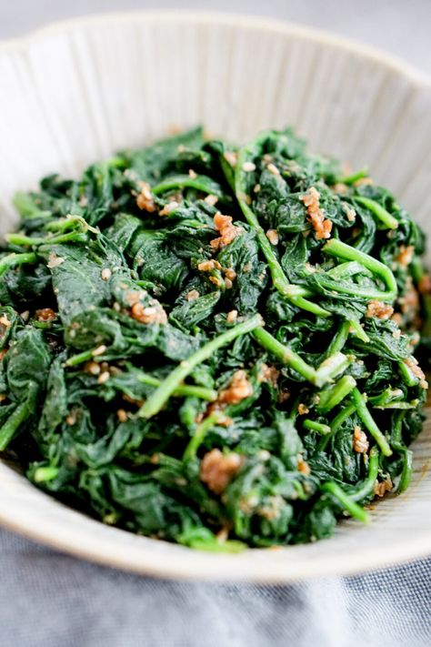 Sesame Spinach, Japanese Spinach, Spinach Side Dish, Spinach Gratin, Boiled Spinach, Japanese Salad, Japanese Dinner, Tofu Salad, Chinese Vegetables